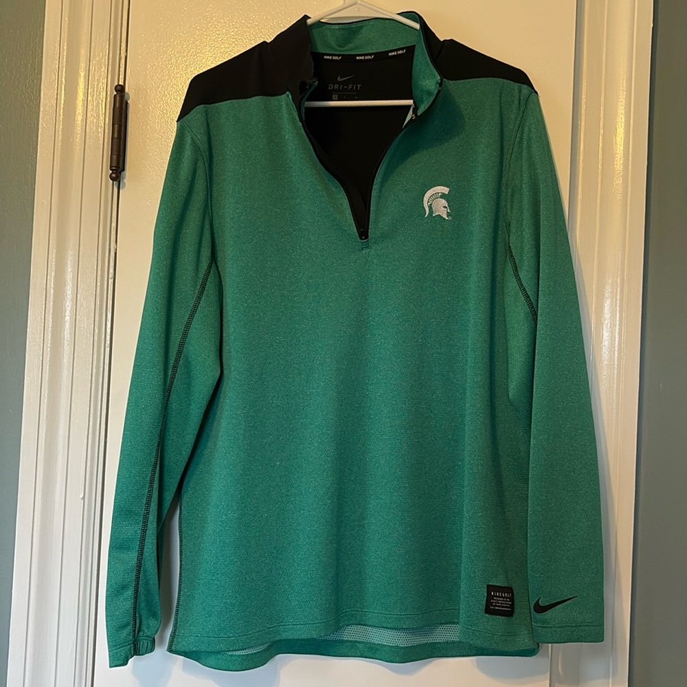 Nike Dri Fit Quarter Zip. Size Large. MSU logo and BIG10 logo.